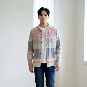 Scotch  & Soda Men's Medium Striped Relaxed Fit Long Sleeve Button-down Shirt